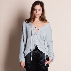 Bare Anthology Sweaters - Bare Anthology Lace up Sweater Bare Anthology Sweaters - Bare Anthology Lace up Sweater